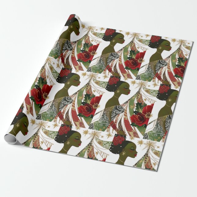 Papel De Presente Roll de papel de empacotamento afrocêntrico (Desenrolado)