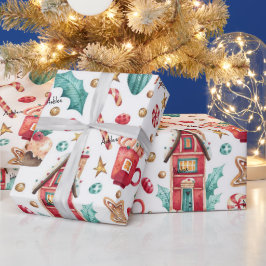 Papel De Presente Roll, nome em casas de doces mágicos, doce padrão