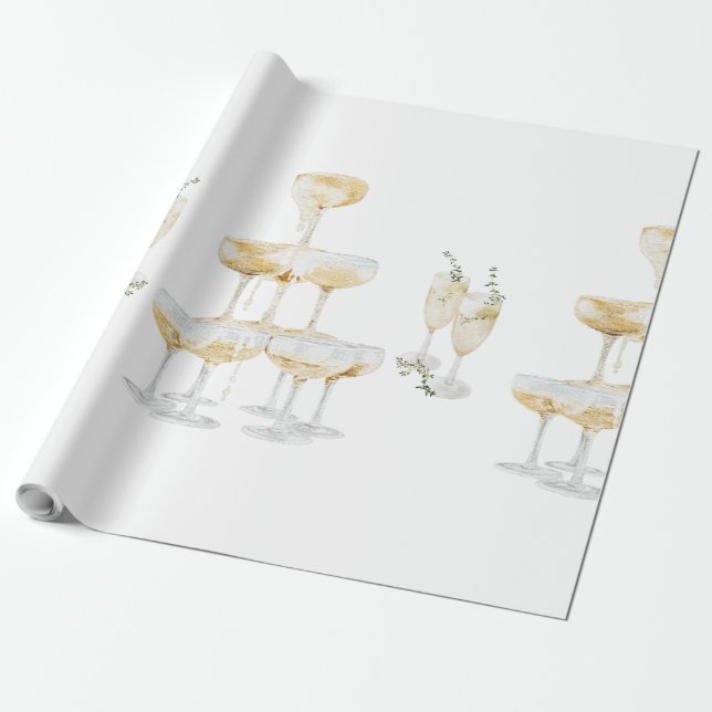 Papel De Presente Rolo de casamento de champanhe elegante (Desenrolado)