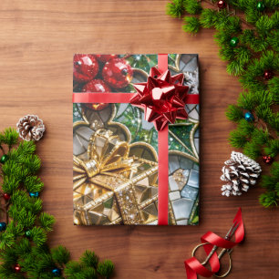 Papel De Presente Rolo de mosaico de Natal 3D de luxo