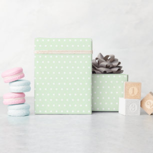 Papel De Presente Rolos de Bolinhas Brancas em Verde Jade Pálido Lei