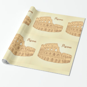 Papel De Presente Roma Colosseum Sketch