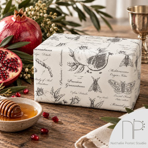 Papel De Presente Romã e Mariposa do Mediterrâneo