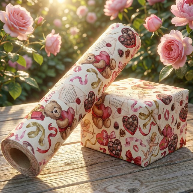 Papel De Presente Romance Clássico: Urso Teddy Vintage (Criador carregado)
