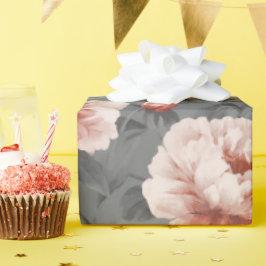 Papel De Presente Romantic Dusty Pink Peony Grey Floral Pattern