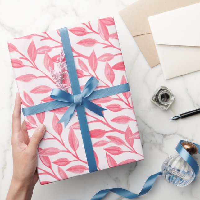 Papel De Presente Romântica Em Botânica Química Deixa Pink Suave (Presentear)