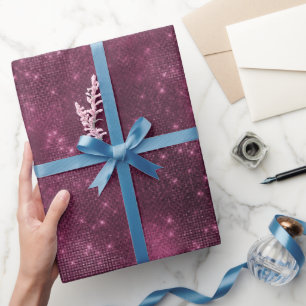 Papel De Presente Romântico Brilho Burgundy Glamouroso Chá de Noiva