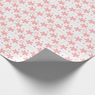 Papel De Presente Romântico Floral Xadrezado Flores Vintage Rosa