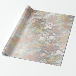 Papel De Presente Romântico,ouro, Teal, Watercolor, Quic, Floral