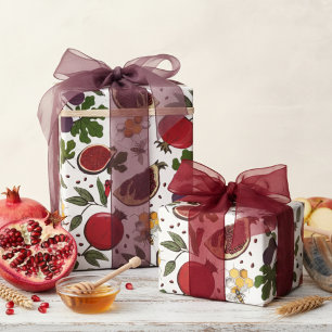 Papel De Presente Romãs, Figos e Abelhas