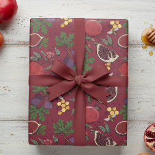 Papel De Presente Romas, Figos e Abelhas Borgonha