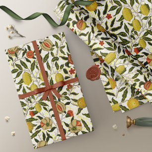 Papel De Presente Romãs Limões Frutas Padrão William Morris Pomegran