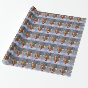 Papel De Presente Rooster Laranja Funny Papai Noel
