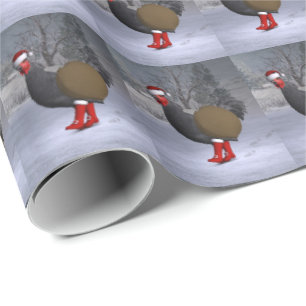 Papel De Presente Rooster Negro Engraçado Papai Noel