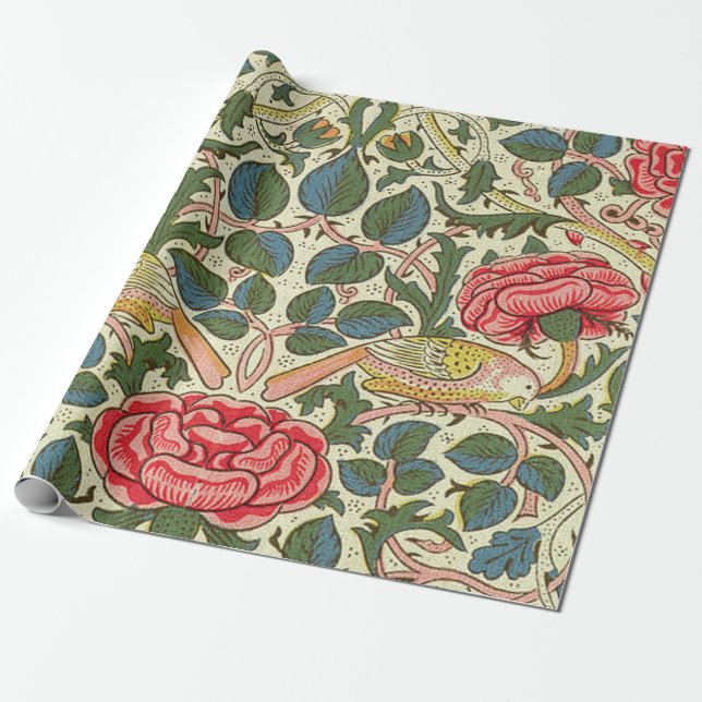 Papel De Presente Rosa 1883 William Morris (Desenrolado)