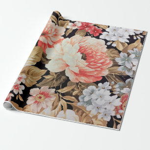 Papel De Presente Rosa antiquado floral