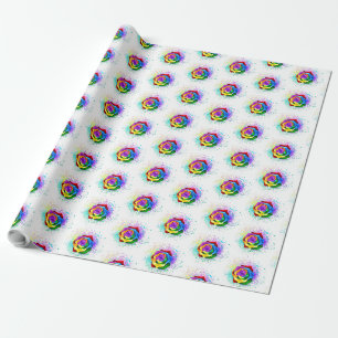Papel De Presente Rosa Arco-Íris Colorida