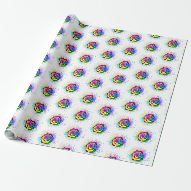 Papel De Presente Rosa Arco-Íris Colorida (Desenrolado)