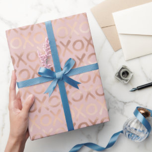 Papel De Presente Rosa Bege Dourado Rosa XOXO