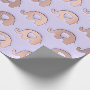 Papel De Presente Rosa Blush Pastel violeta violeta 3D elefantes beb