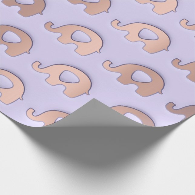 Papel De Presente Rosa Blush Pastel violeta violeta 3D elefantes beb (Ponta)