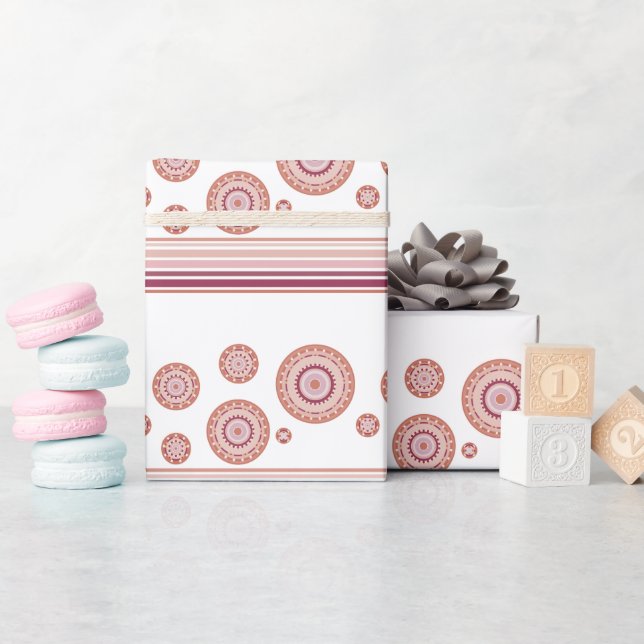Papel De Presente Rosa Borgonha E Branco (Chá de bebê)