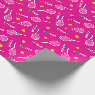 Papel De Presente Rosa brilhante Eu adoro tênis, Molhando