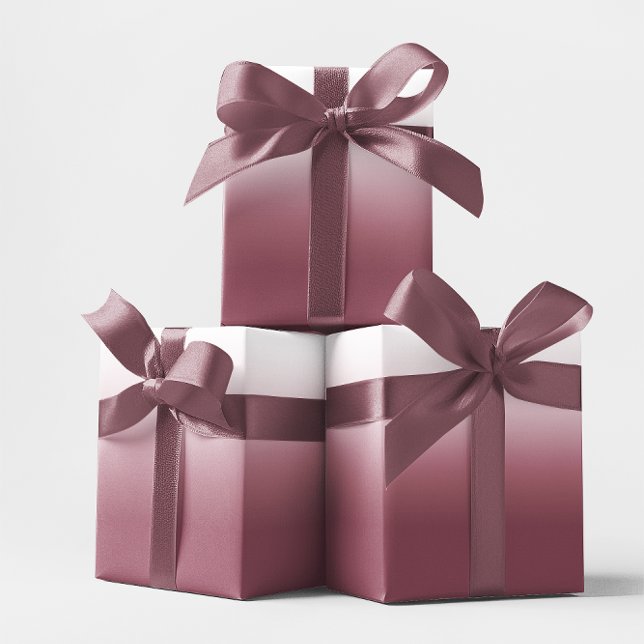 Papel De Presente Rosa Burgundy e White Ombre (Rose Burgundy and White Ombre Wrapping Paper)