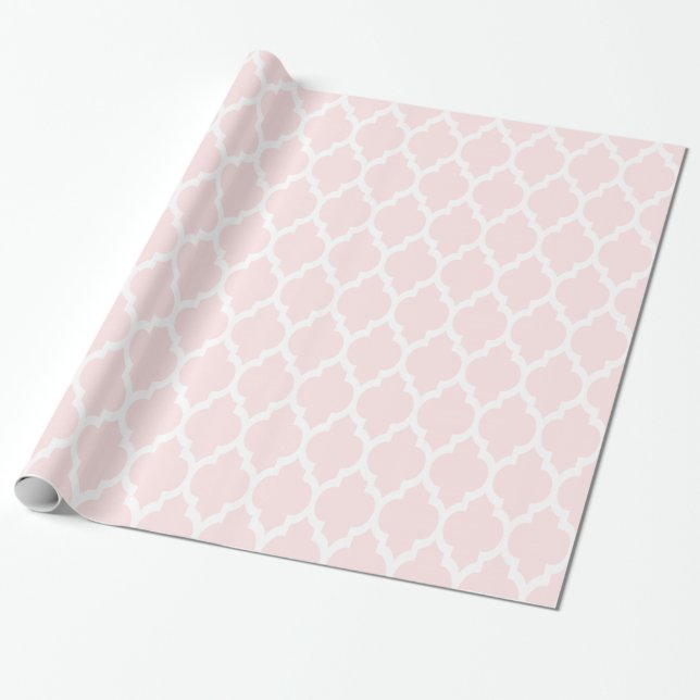 Papel De Presente Rosa Claro Branco XL Quatrefoil Marroquino #4 (Desenrolado)