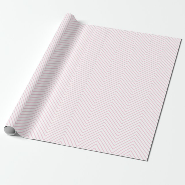Papel De Presente Rosa claro da Linha Chevron em Branco |XL| (Desenrolado)