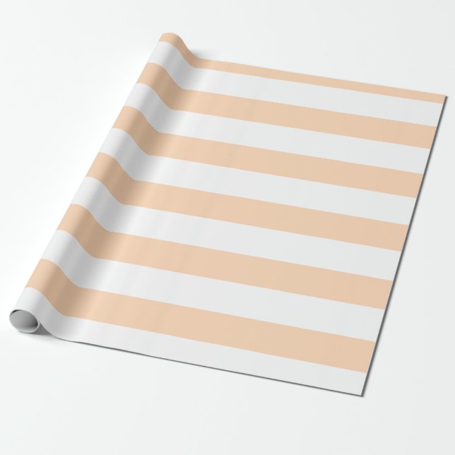 Papel De Presente Rosa Claro e Branco Listras Horizontais Largas (Desenrolado)