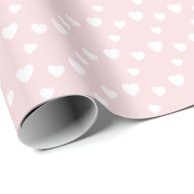 Papel De Presente Rosa Claro e Corações, aniversário, festa, celebra (Ponta do rolo)