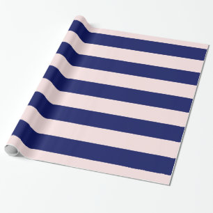 Papel De Presente Rosa claro, Marinho Blue XL Stripes Padrão V