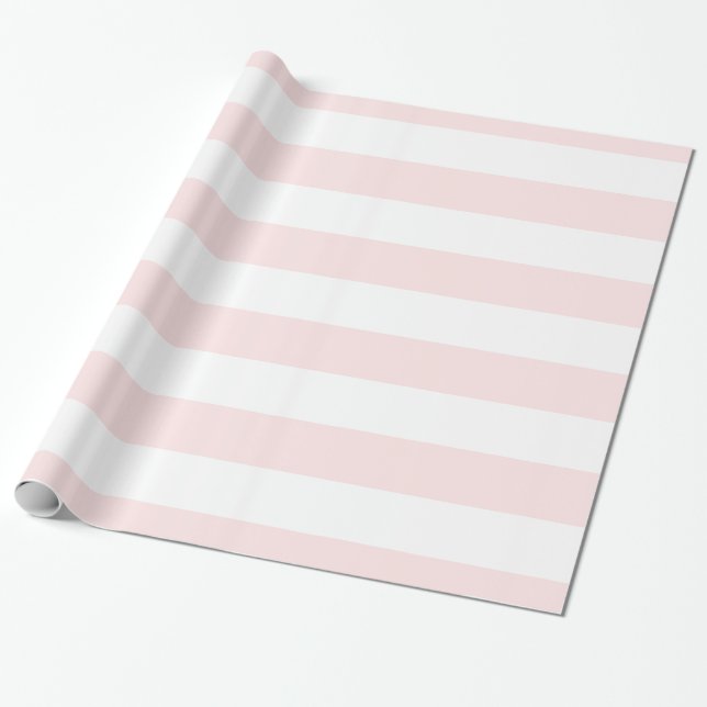 Papel De Presente Rosa claro, Padrão White XL Stripes (Desenrolado)