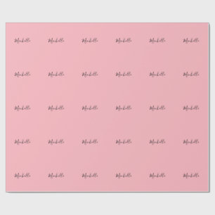 Papel De Presente Rosa Claro Profissional Caligrafia Clássica Única