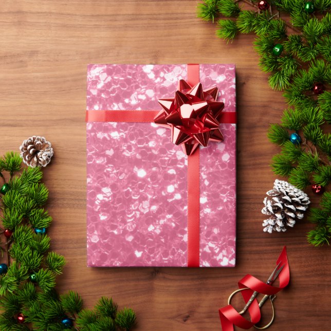 Papel De Presente Rosa claro rosa falso brilho glitter (Presente de Natal)