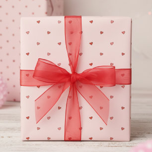 Papel De Presente Rosa Cor-de-Rosa Corações Vermelhos Rosa Bege Femi