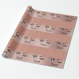 Papel De Presente Rosa cor-de-rosa Dourado Eyelashes Derrubando Nome