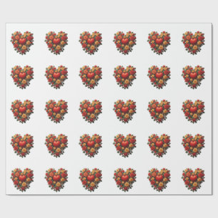Papel De Presente Rosa Coração Flor Eterna
