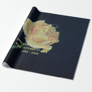 Papel De Presente Rosa de 50º Aniversário de Casamento Dourado