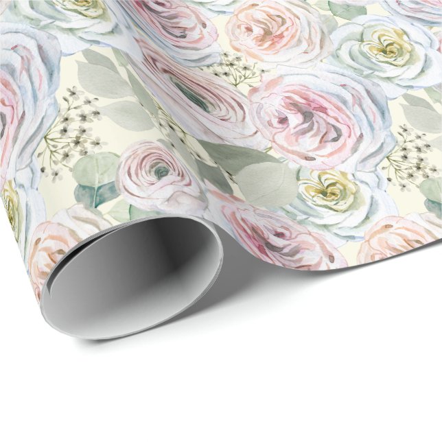 Papel De Presente Rosa de aquarela amarelo (Ponta do rolo)