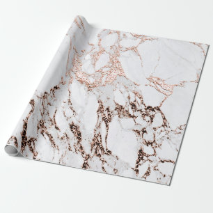 Papel De Presente Rosa de cobre Cinza de metal branco Carrara de már