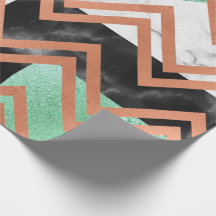 Rosa de Cobre Dourada Marble Carrara Chevron Mint