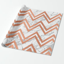 Rosa de Cobre Dourada Marble Zig Zag Chevron Cinza
