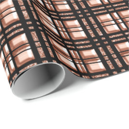 Papel De Presente Rosa de geometria grelhada com controlo preto de c