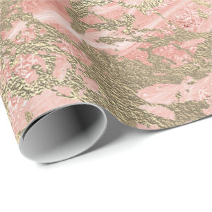 Papel De Presente Rosa de Leve Molten Cor-de-rosa Dourado Mármore Me