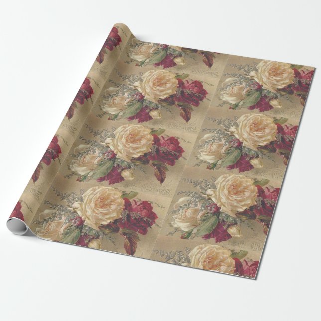 Papel De Presente Rosa de Natal do Victorian (Desenrolado)