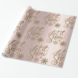 Papel De Presente rosa de ouro e ouro, flocos de neve embrulhando pa