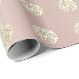 Papel De Presente Rosa de Pérolas de Brilhante com bolinhas de Brilh