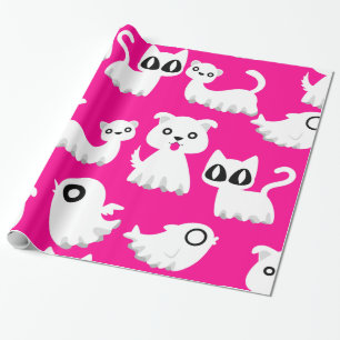 Papel De Presente rosa-do-cão-furão-fantasma